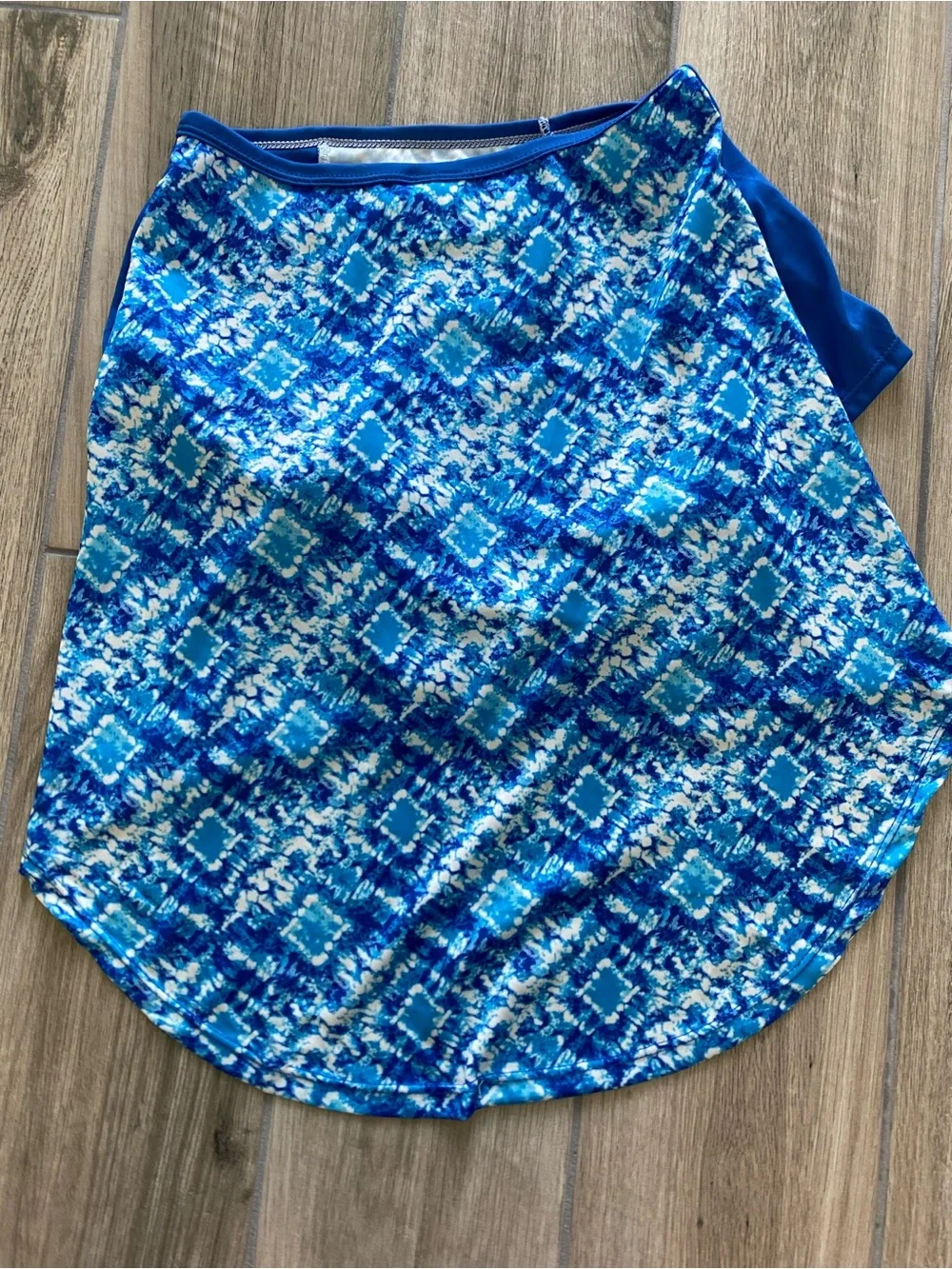 Vibrant Blue Patterned & Solid Dog Athletic Sun Block Top